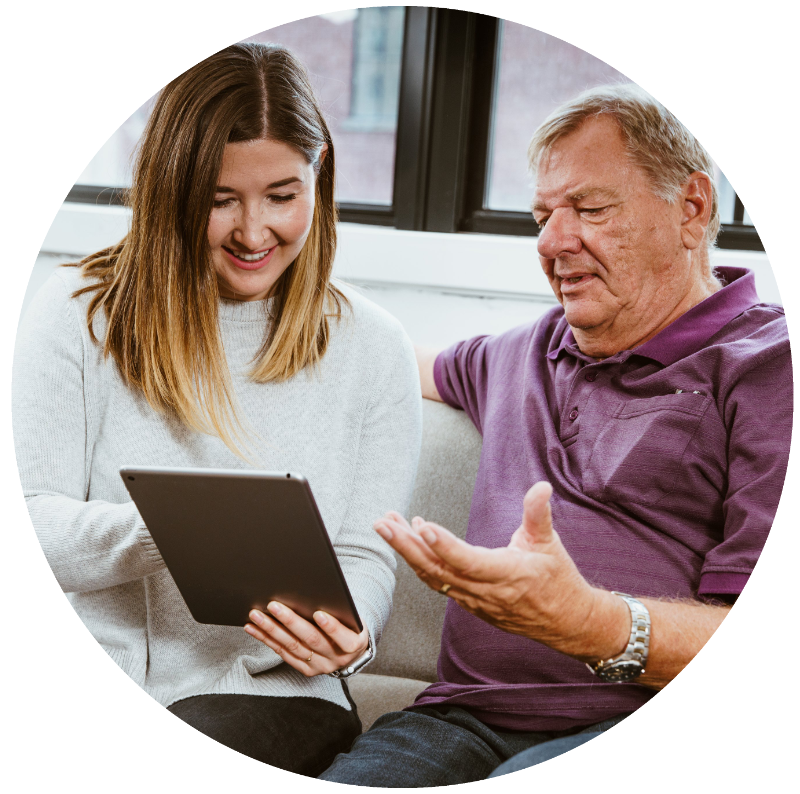 A volunteer helping a patient with their wellbeing using CHAI Community